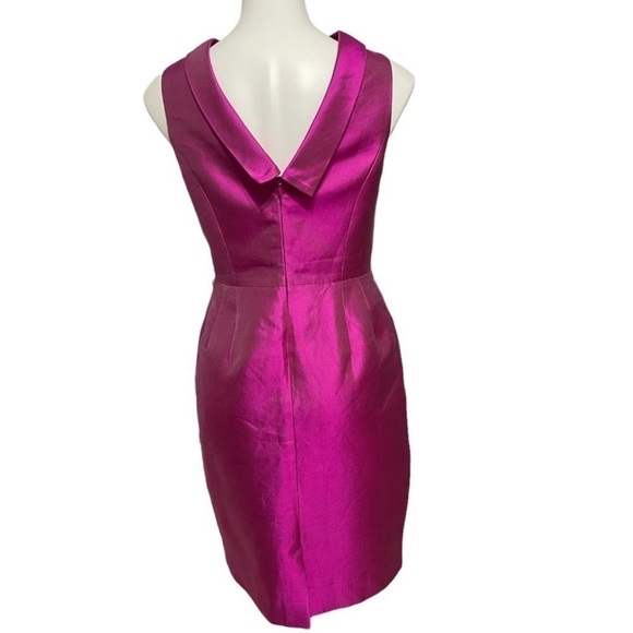 Rickie Freeman For Teri Jon Fuchia Sleeveless Formal Silk Wool Blend Dress S 10 - Picture 2 of 16